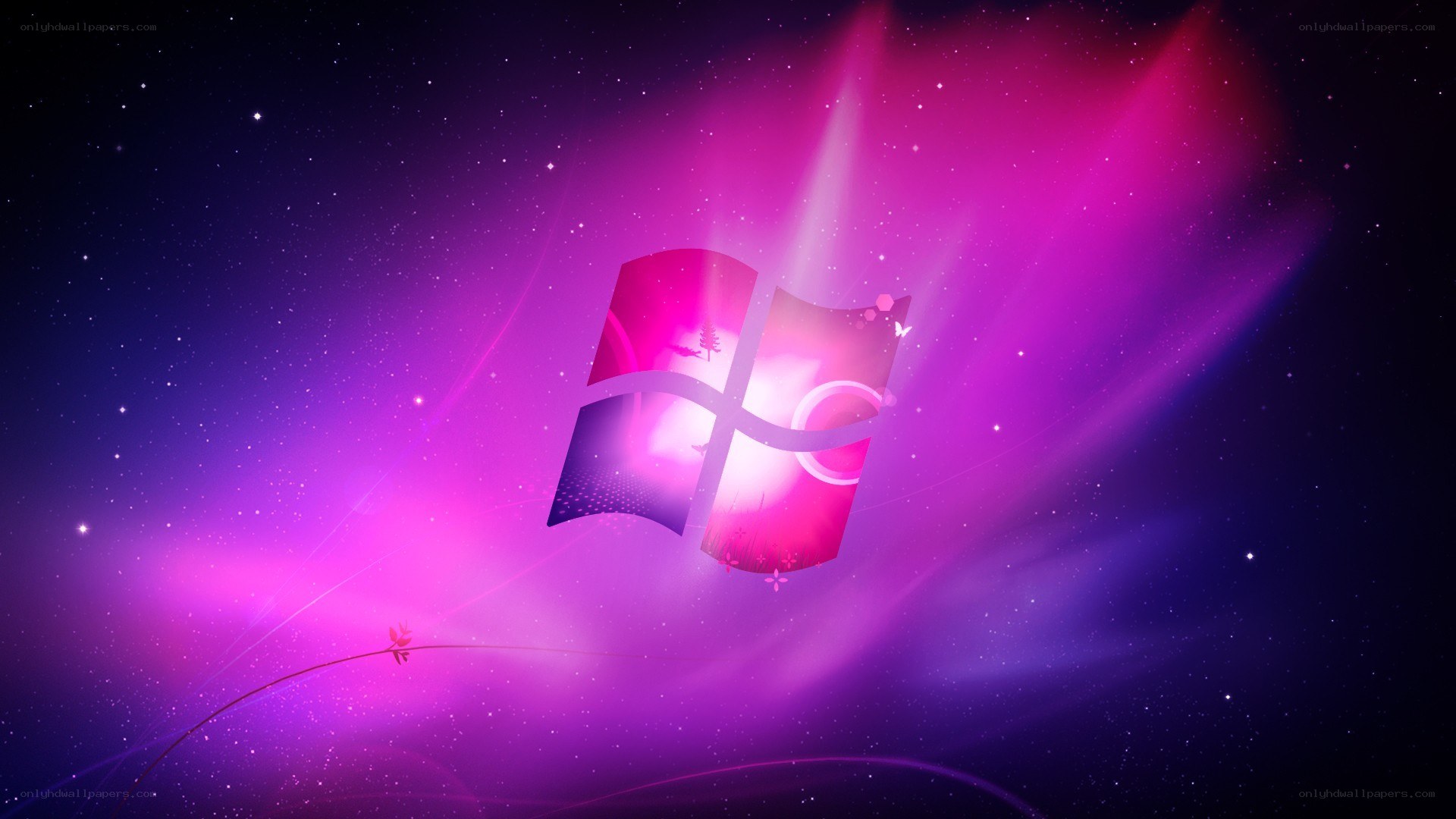Windows logo in purple space