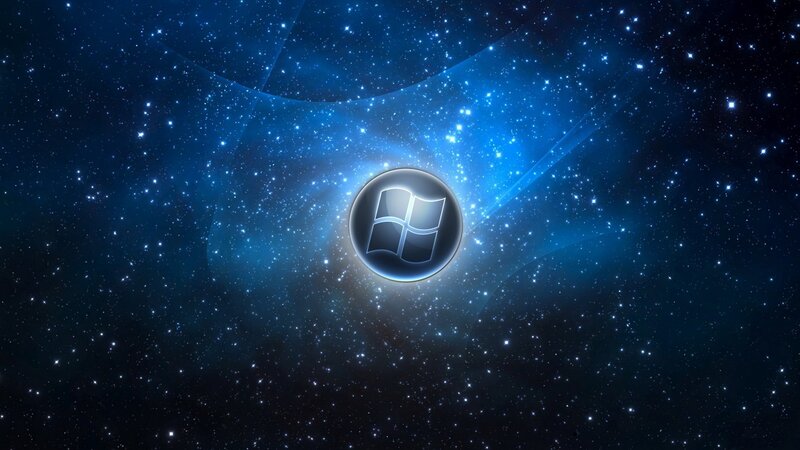Windows Logo in Space — Blue, Cosmic, Night, Digital Art, Stars