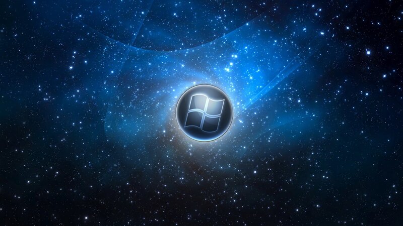 Windows Logo in Space — Blue, Cosmic, Night