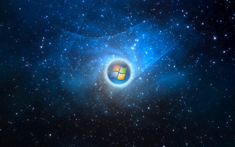 Windows Logo in Space — Blue, Cosmic
