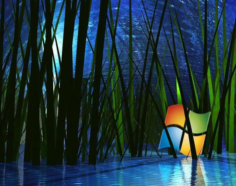 Windows logo in underwater reeds