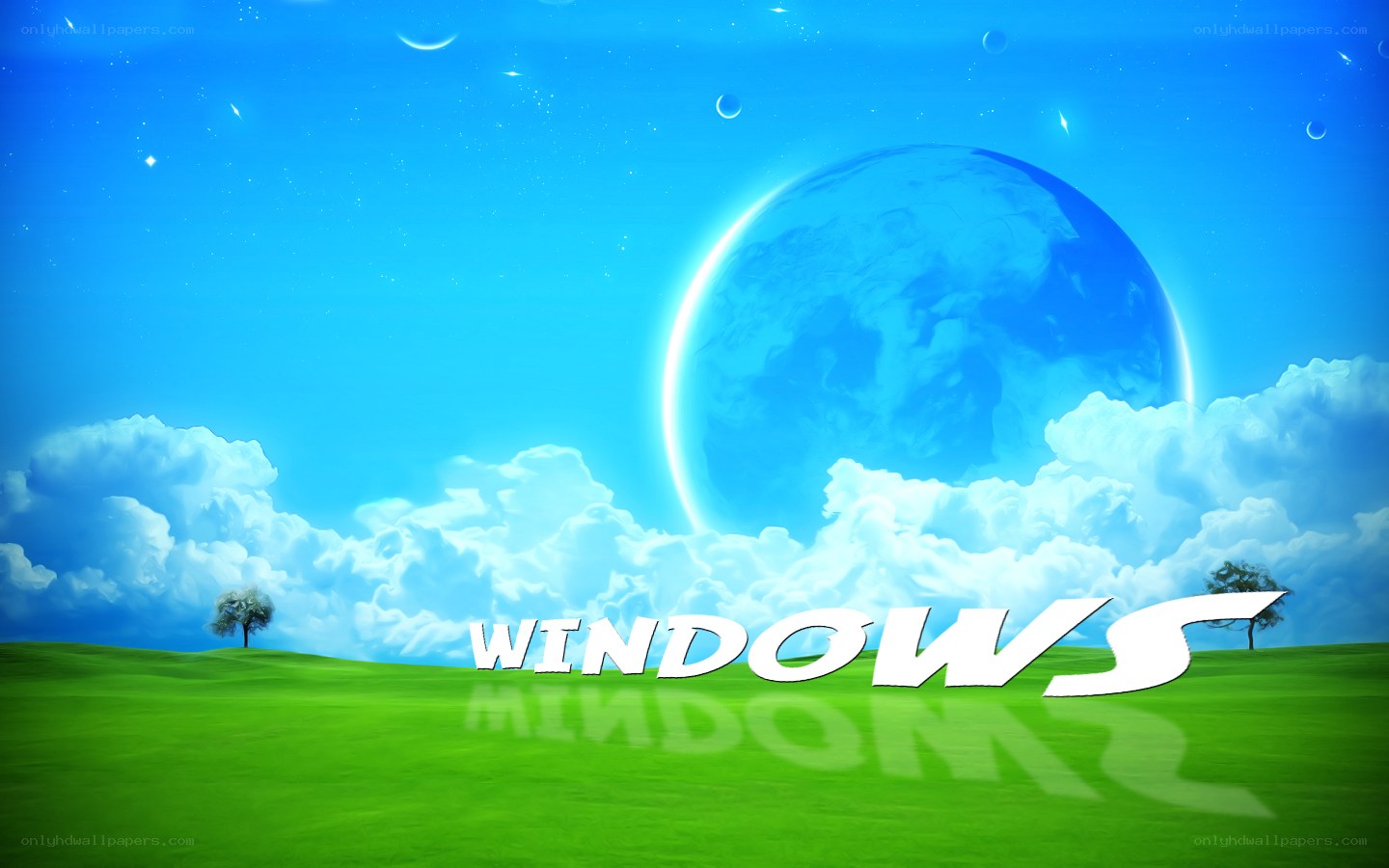Windows logo on a green field