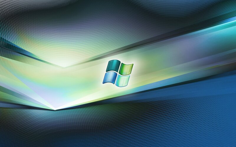 Windows Logo on Abstract Background — Blue, Futuristic, Digital Art