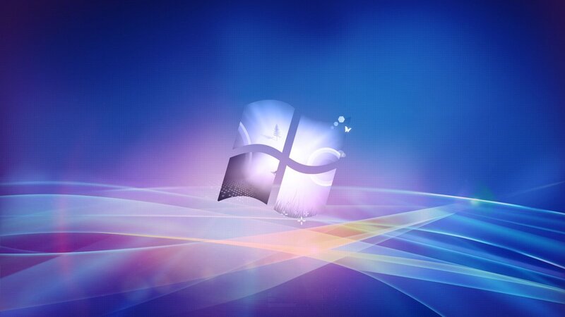 Windows Logo on Abstract Background — Blue, Serene, Digital Art