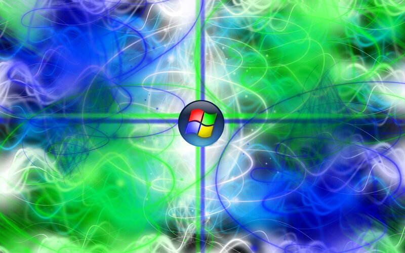 Windows Logo on Abstract Background — Green, Energetic