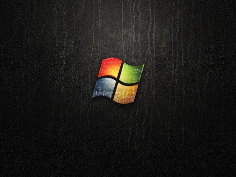 Windows logo on black leather