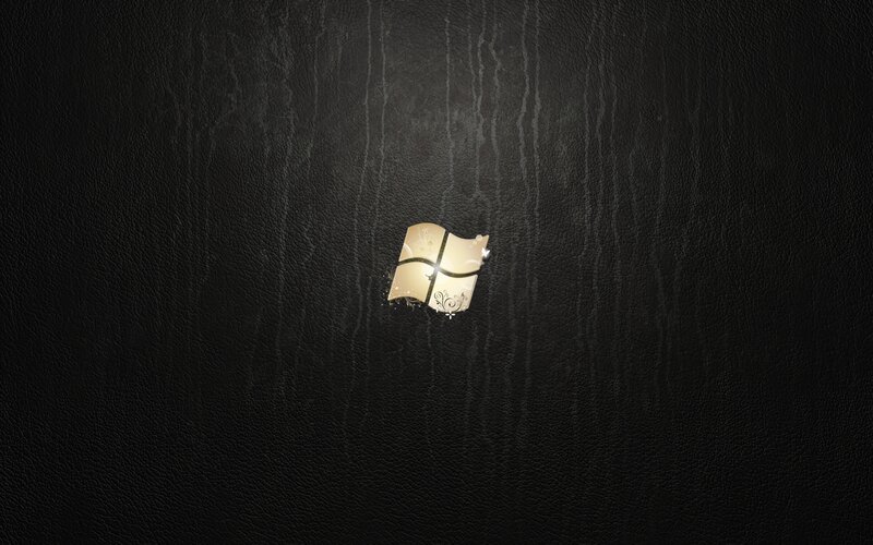 Windows Logo on Black Leather — Minimalist, Digital Art