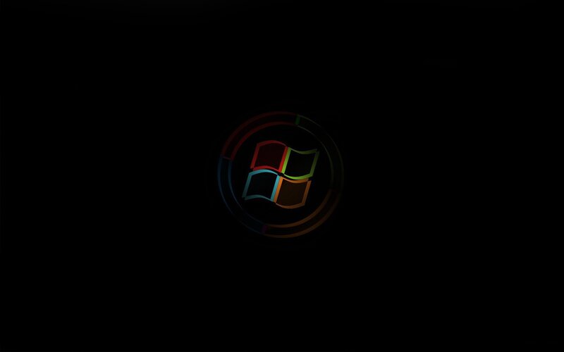 Windows Logo on Black — Minimalist, Digital Art, Circle, Multicolor