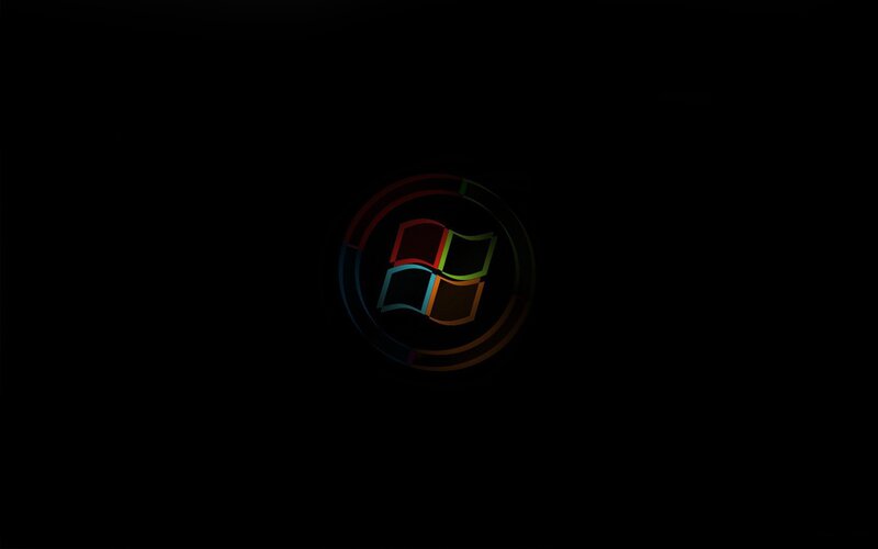 Windows Logo on Black — Minimalist, Digital Art, Circle