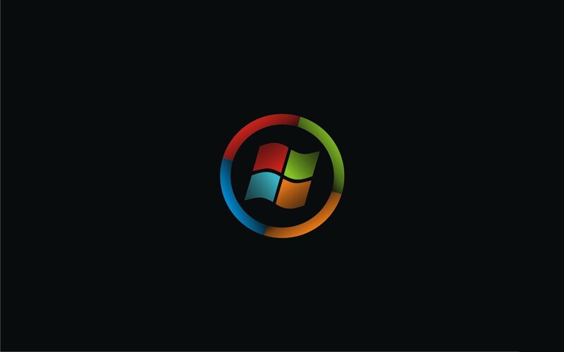 Windows Logo on Black — Minimalist, Digital Art, Red, Green