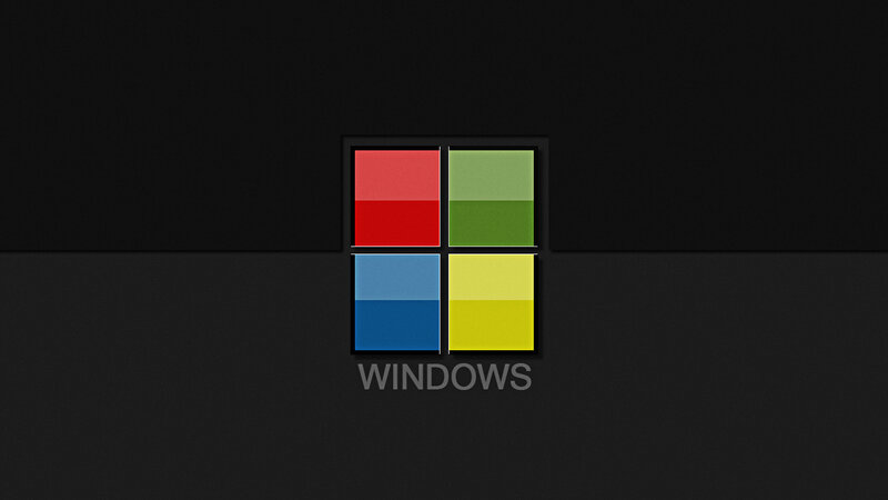 Windows Logo on Black — Minimalist, Digital Art, Text