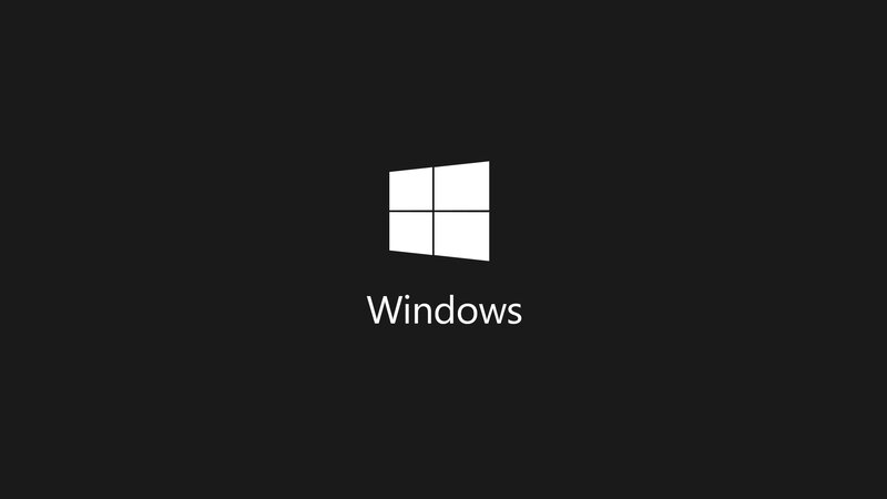 Windows Logo on Black — Minimalist, Vector Art, Text
