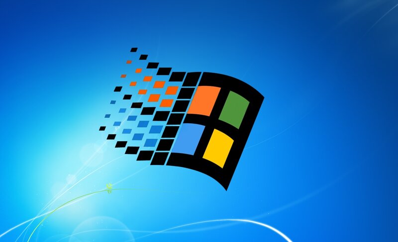Windows logo on blue background