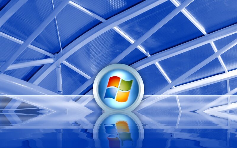 Windows logo on blue background