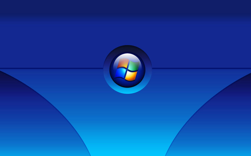 Windows Logo on Blue Background — Calm, Digital Art, Blue Gradient, White, Orange