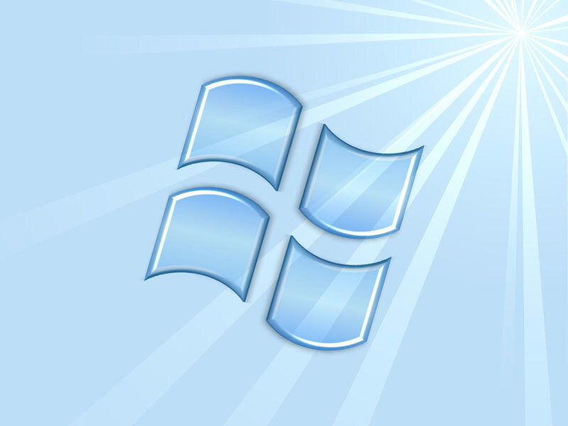 Windows Logo on Blue Background — Calm, Digital Art, Sunburst