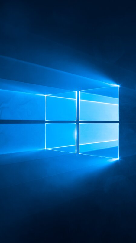 Windows Logo on Blue Background — Dramatic, Digital Art, Blue Light, Glow