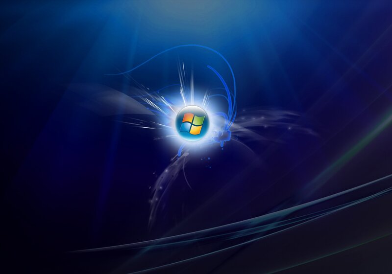 Windows Logo on Blue Background — Dynamic, Digital Art