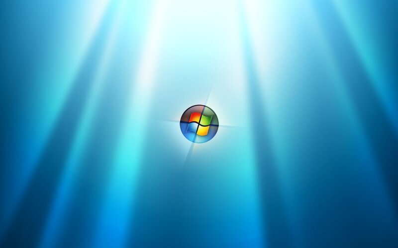 Windows Logo on Blue Background — Light Rays