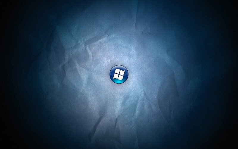 Windows Logo on Blue Background — Minimalist, Digital Art, Crumpled Paper