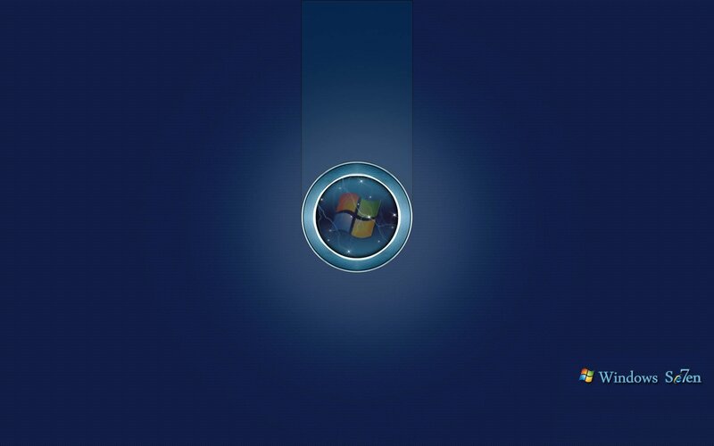 Windows Logo on Blue Background — Minimalist, Digital Art, Text, Windows Seven