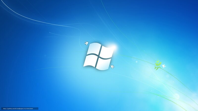 Windows Logo on Blue Background — Serene, Digital Art, Birds