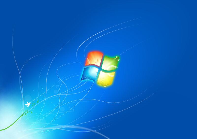 Windows Logo on Blue Background — Serene, Digital Art, Flowers