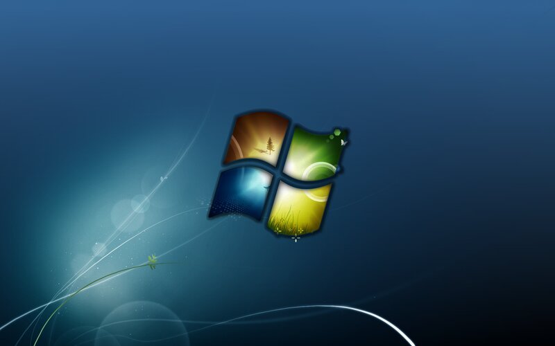 Windows Logo on Blue Background — Serene, Digital Art, Grass