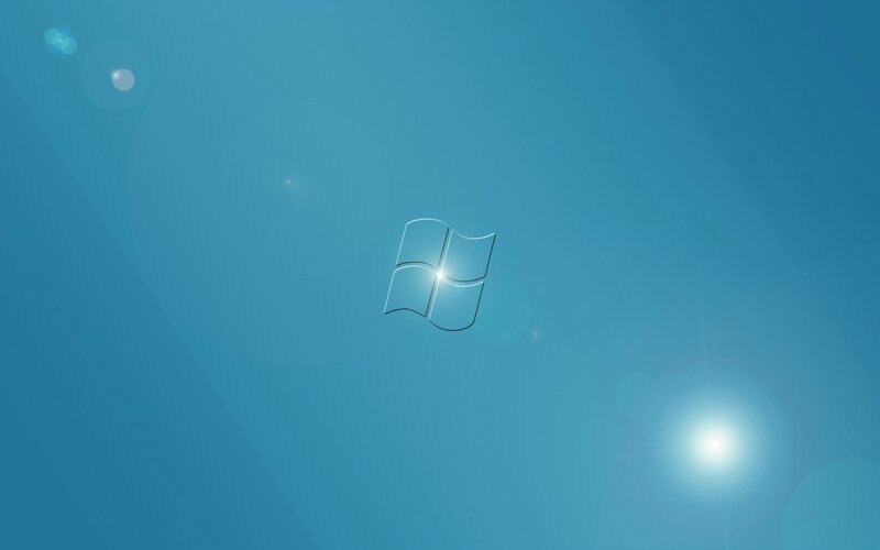 Windows Logo on Blue Background — Serene, Digital Art, Light Flare