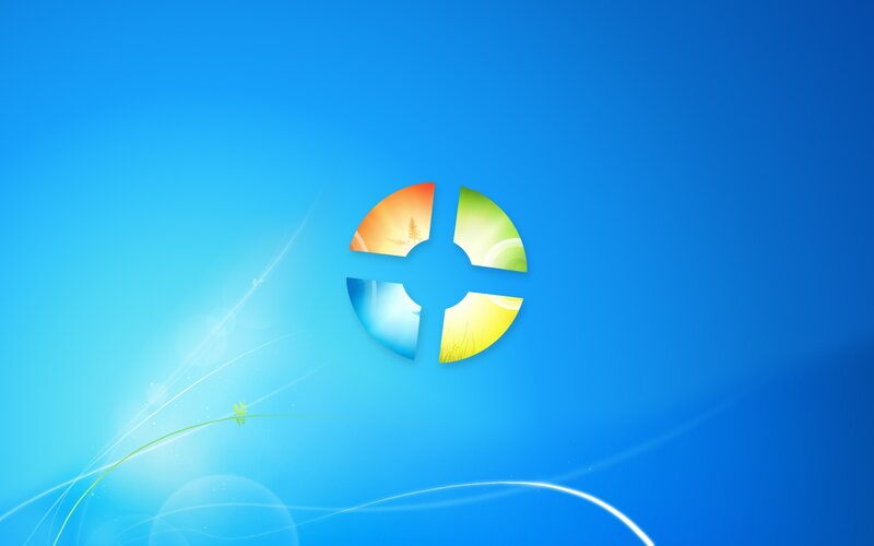 Windows Logo on Blue Background — Serene, Digital Art, Light Streaks