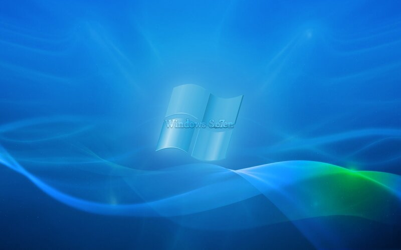Windows Logo on Blue Background — Serene, Digital Art, Wave Pattern