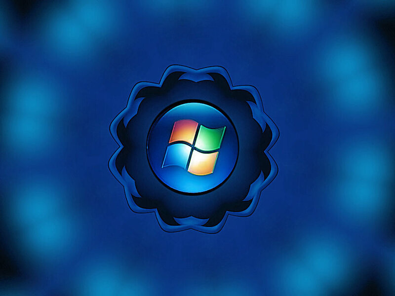 Windows Logo on Blue — Calm, Digital Art, Blue Background, Green, Yellow