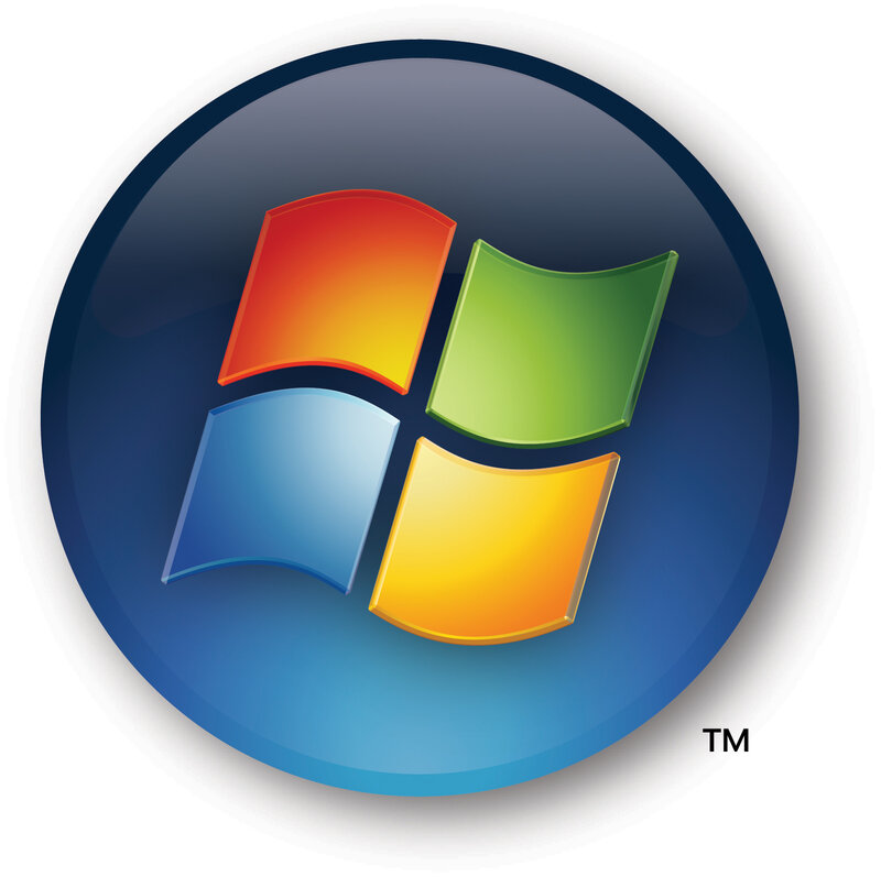 Windows logo on blue circle