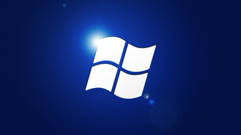 Windows Logo on Blue — Dramatic, Digital Art, Light Flare, White