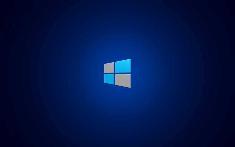 Windows Logo on Blue — Minimalist, Digital Art, Gray