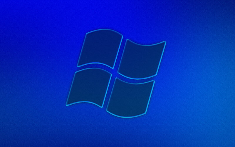 Windows Logo on Blue — Minimalist, Digital Art