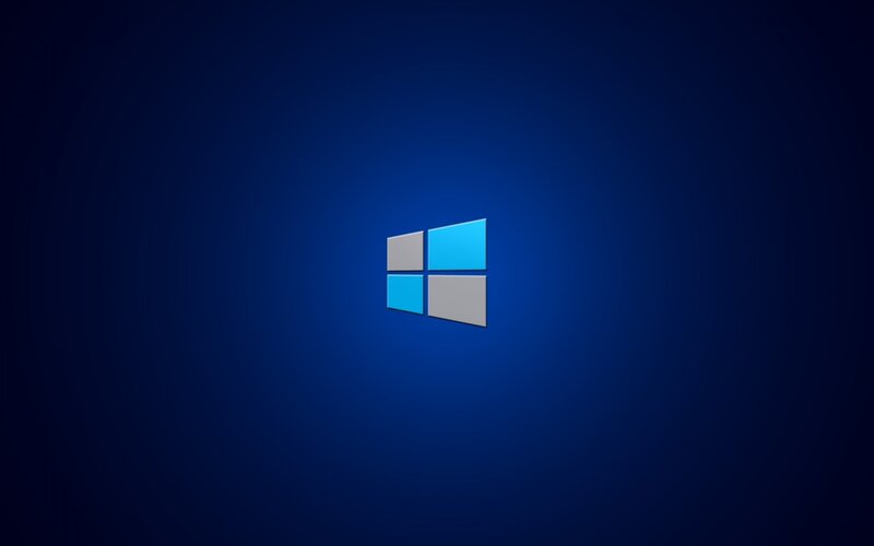 Windows Logo on Blue — Minimalist, Vector Art, Gray