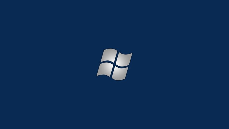 Windows Logo on Blue — Minimalist, Vector Art, Silver