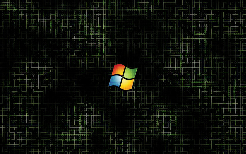 Windows logo on circuit background
