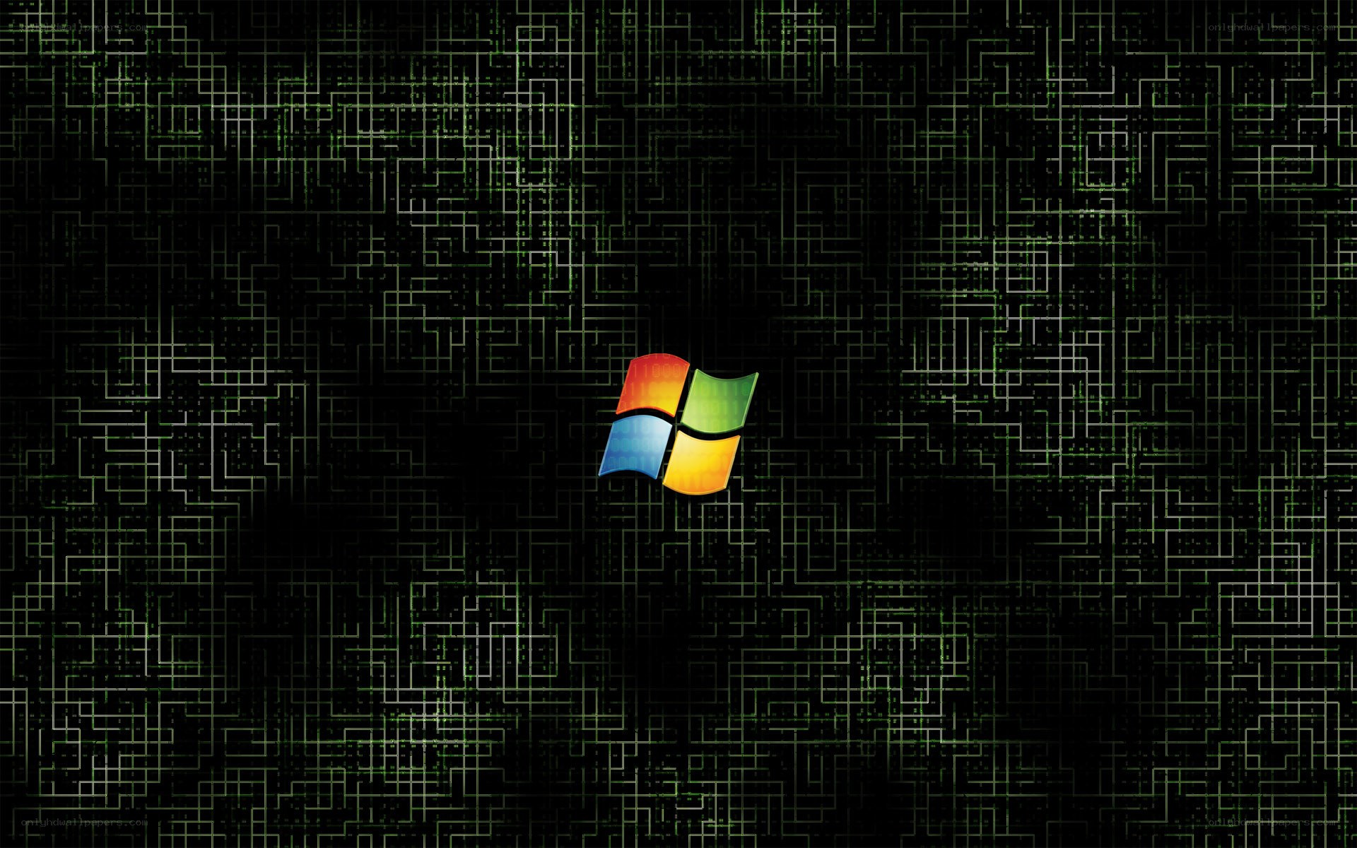 Windows logo on circuit background