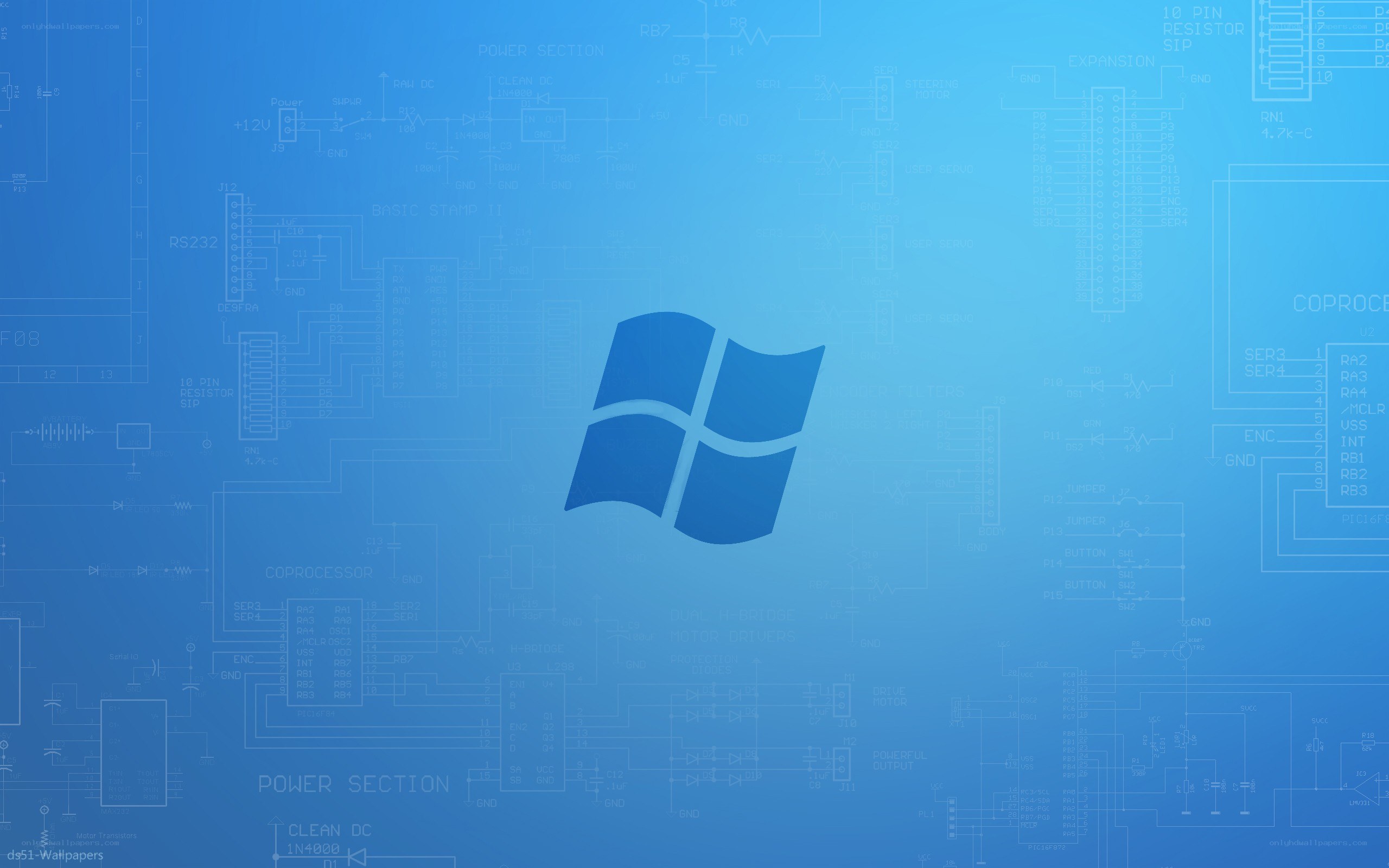 Windows logo on circuit board