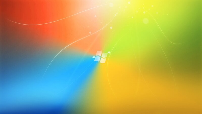 Windows Logo on Colorful Background — Red, Vibrant, Digital Art, Light Rays