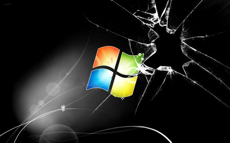 Windows Logo on Cracked Glass — Black