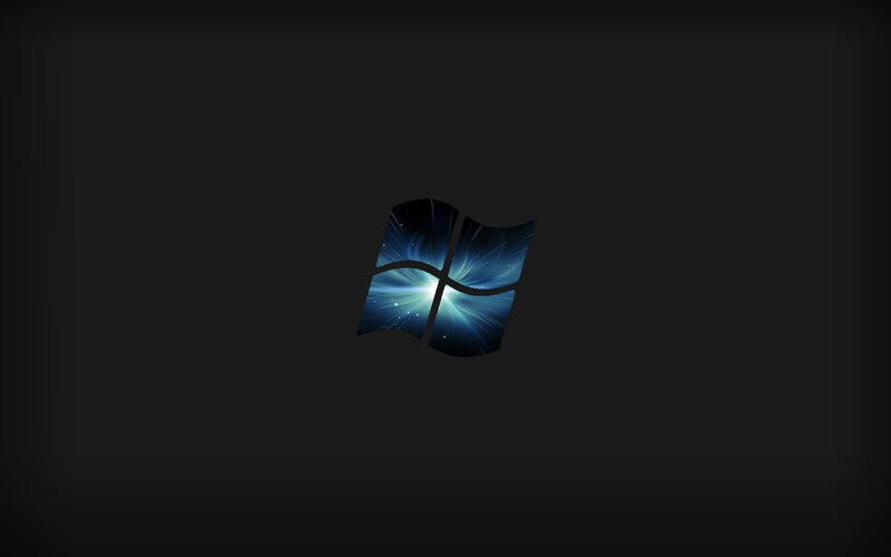 Windows Logo on Dark Background — Black, Blue