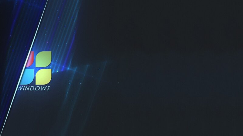 Windows Logo on Dark Background — Black, Dark, Futuristic, Digital Art, Light Beams, Particles