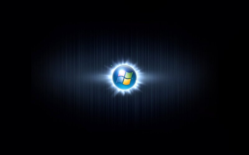 Windows Logo on Dark Background — Black, Dramatic, Digital Art, Glow