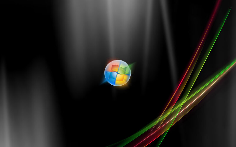 Windows Logo on Dark Background — Black, Dramatic, Digital Art, Light Beams