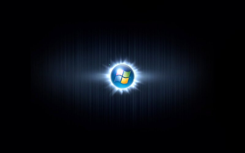 Windows Logo on Dark Background — Black, Dramatic, Digital Art, Light Rays