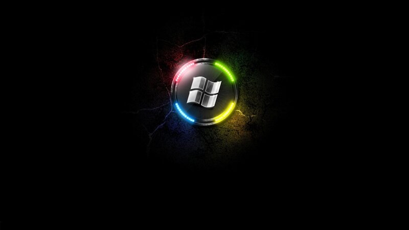 Windows Logo on Dark Background — Black, Dramatic, Digital Art, Light Ring