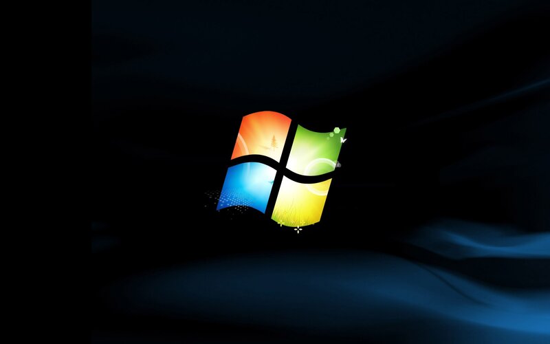 Windows Logo on Dark Background — Black, Dramatic, Night
